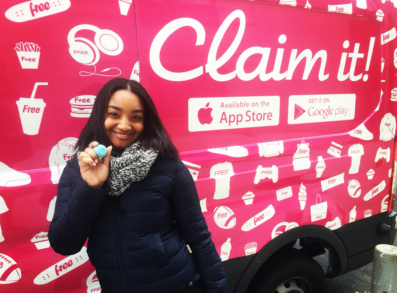 image of pattern wrapped truck and customer